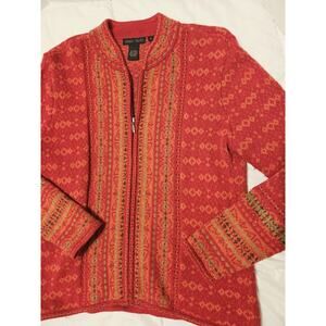Nomadic Traders Floral Cardigan Sz S Red Vintage Nordic Cottagecore Boho Fairy